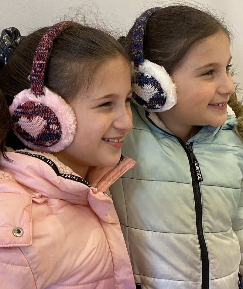 N'Ice Caps Kids Earmuffs Girls Winter Warm Adjustable Soft Plush Padded (One size fits all, Winter White Hearts) - Image 3